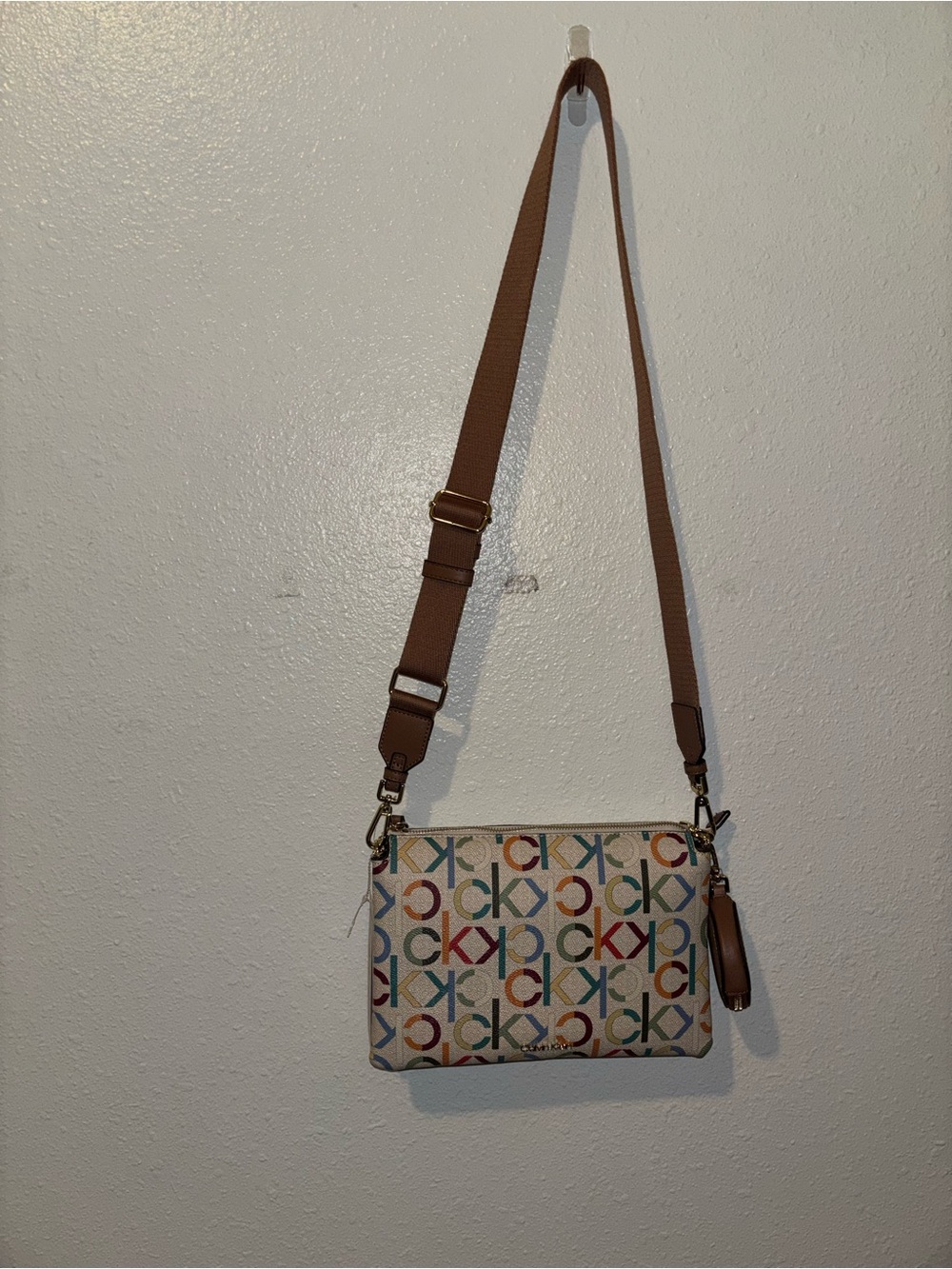 Calvin Klein CK Logo Crossbody Bag Coin Purse Multicolor 2-in-1 NWT